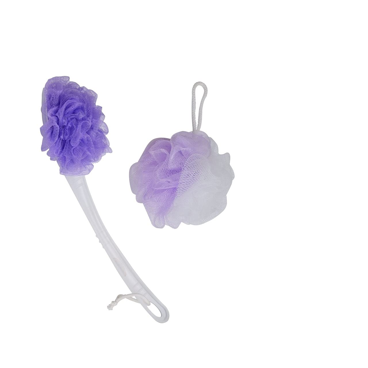runa blue wash loofah |handle loofah| bath brush|body sponges|back scrubber| soft bath sponge lufa for bathing for men & women -(set of 2) color-purple