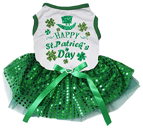 Robe pour chiot Saint-Patrick XL confortable qui ne gratte pas avec sequins verts