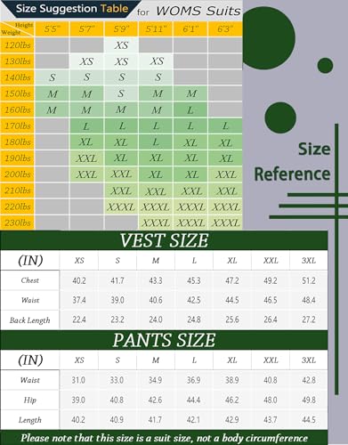 WOMS Mens 2 Pieces Suits Vest Pants Set Slim Fit Wedding Groomsmen Suit for Men Formal2