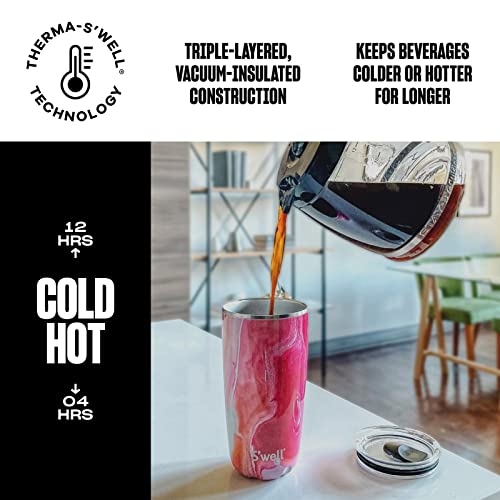 S'well Tumbler with Lid, 530ml, Rose Agate, BPA/BPS-Free Vacuum Triple-Insulated Travel Cup with Slide-Open Lid, 18 oz - Image 3