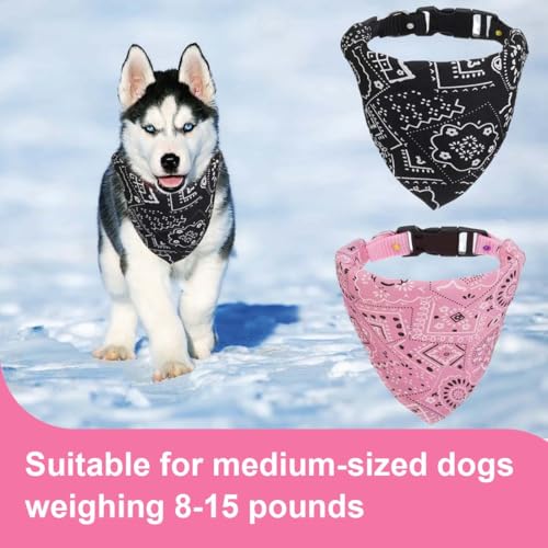 WeddHuis 2 Stück Hunde Bandana Kopftücher, Hundehalstuch mit Halsband, Dreieckstuch Halsdreiecke Hundehalstcher, Einstellbare Hund Halstuch für Welpen Kleine Große Hunde und Katzen (M)