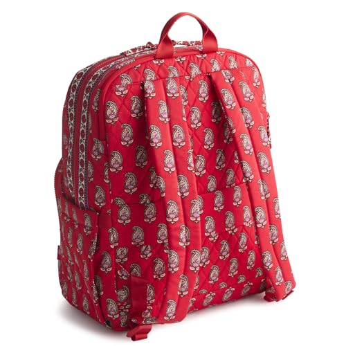 Image of Vera Bradley Women's Premium Cotton Large Bancroft Backpack, Flowering Paisley Goji Berry, One Size