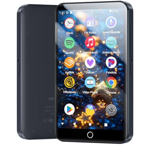 160GB MP3 Player Spotify mit WiFi Bluetooth, 4,0 Zoll Touchscreen, Android 13 MP4 Player, Audible Compatible, FM Radio, Amazon Music, Deezer, Pandora, Play Store