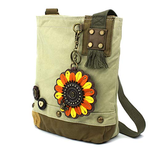 CHALA Patch Cross-Body Women Handbag, Sand Color Canvas Messenger Bag - Sunflower - Sand2