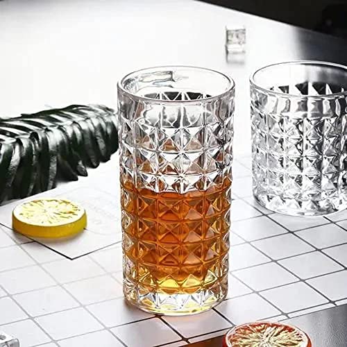 Image of bellemax 300 ML Premium Juice Glasses Drinking Glasses,Highball Lead-Free Glasses,Tumblers for Water,Juice,Beer,Cocktail and Mixed Drinks - 6 Pieces,Transparent (BM-07)