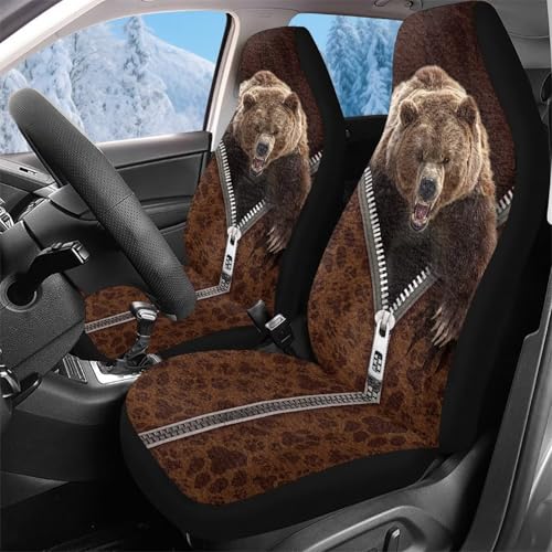 Housse de sièges auto confort élastique 52x138cm motif ours pour camionnette