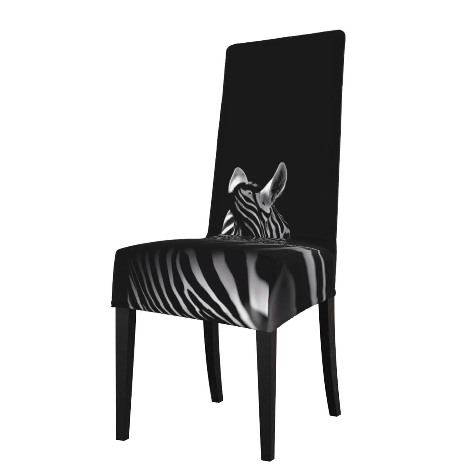 YYHHAOFA Black & White Zebra Prints Dining Chair Throws - Stretchable Polyester-Spandex Slipcovers for Refreshing Your Dining Room Decor