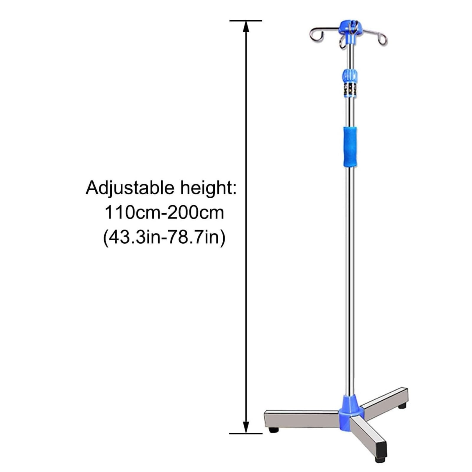 Soporte Porta Portasueros médico con ruedas, soporte intravenoso de altura ajustable de acero inoxidable con bandeja y ganchos for el hogar hospitalario portatil