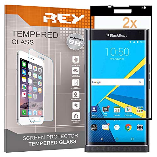 REY 2X Protector de Pantalla 3D para Blackberry PRIV, Negro, Protección Completa, 3D / 4D / 5D