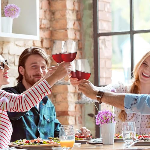 Image of Premium Wine Glasses 450ml, Set of 6 Long Wine, Burgundy Clear Glasses with Stem for Wedding Anniversary, Birthday, Gift (RKT-02, Set of 6)