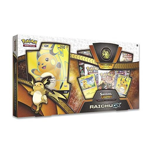 Pokemon TCG: Shining Legends Special Collection Box Trading Card Set, 5 Booster Packs, 1 Rare Foil Raichu-GX Card, 1 Foil Pikachu Promo Card, 1 Oversize Foil & More