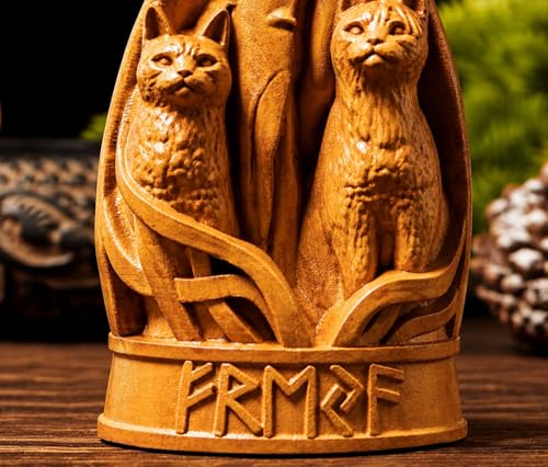 Estatua tallada de Freya en madera, decoración de altar miniatura 4
