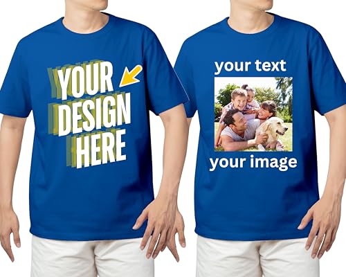 Custom T-Shirt for Men & Women - Personalized Tshirts with Photo and Text - Front and Back Printed Unisex Shirt