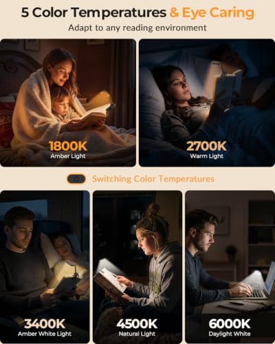 Book Light for Night Reading in Bed: Rechargeable Clip On Reading Light - image 3