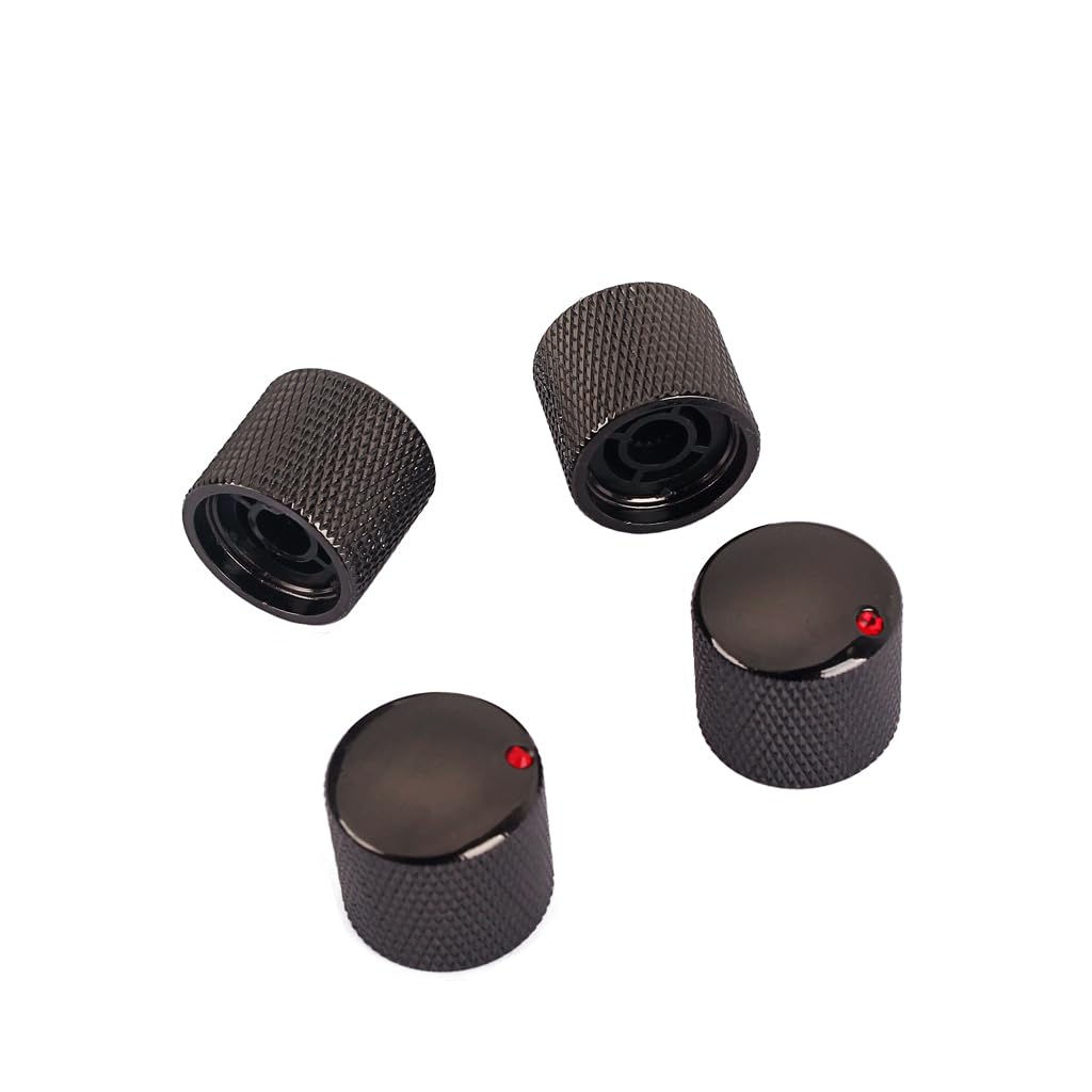 RuiJOTWAT Metal Dome Tone Tunning Knob with Hexagon Screws Lock Volume Control Buttons for Electric Guitar Bass Black