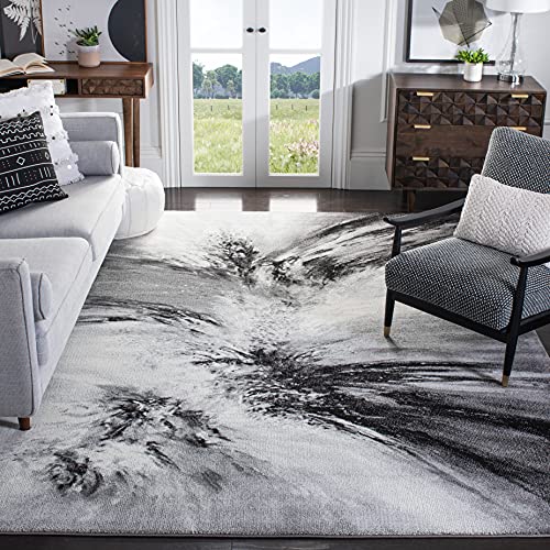 Tapete decorativo rectangular 9'x12' gris multicolor