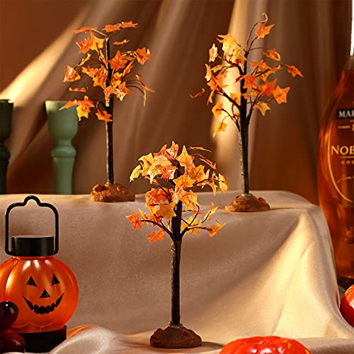 3 Pieces Fall Maple Tree Christmas Village Tree Thanksgiving Village Miniature Fake Faux Maple Tree For Aesthetic Decor Harvest Town Village Accessories (Bright Style) #TOP6