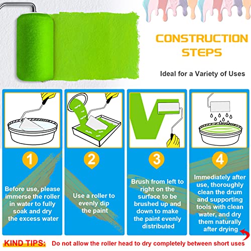 2 Pack 4 Inch Self Lock Roller Frame And 6 Roller Cover Set Small Paint Roller Frame Roller Paint Brush Household With Durable Anti-Fatigue Soft Grip Handle House Paint Rollers For Painting Walls #TOP5