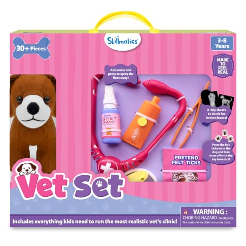 Realistic Vet Clinic, Role Play Toy with Ointment, Tweezers, Spray, Plush Puppy, X–Ray Sheets, Gift for Ages 3, 4, 5, 6, 7, 8
