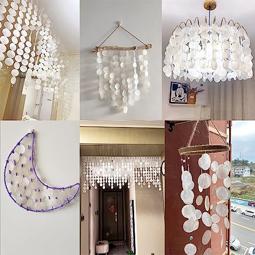 UtySty 20 Pack Natural Capiz Shell 2'' Round Plate with Holes Seashell Charms Replacement for Chandelier Celling Pendant Light Lamp Hanging Wind Chime DIY Repair Chimes Jewelry Ornament Craft Parts - Image 6