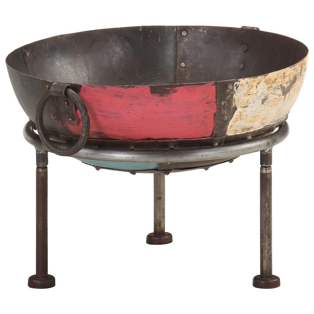 Brasero de hierro multicolor rústico con asas de transporte, gran brasero para jardín, terraza, eficiente disipación de calor, ideal para calentar y disfrutar de un fuego acogedor