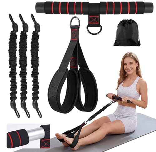 Pedal Resistance Band with Handle Upgrade Thickened Steel Pipe Full Body Workout for Postpartum Use Posture Improvement Pilates Portable for Home Travel Training (Style 1)