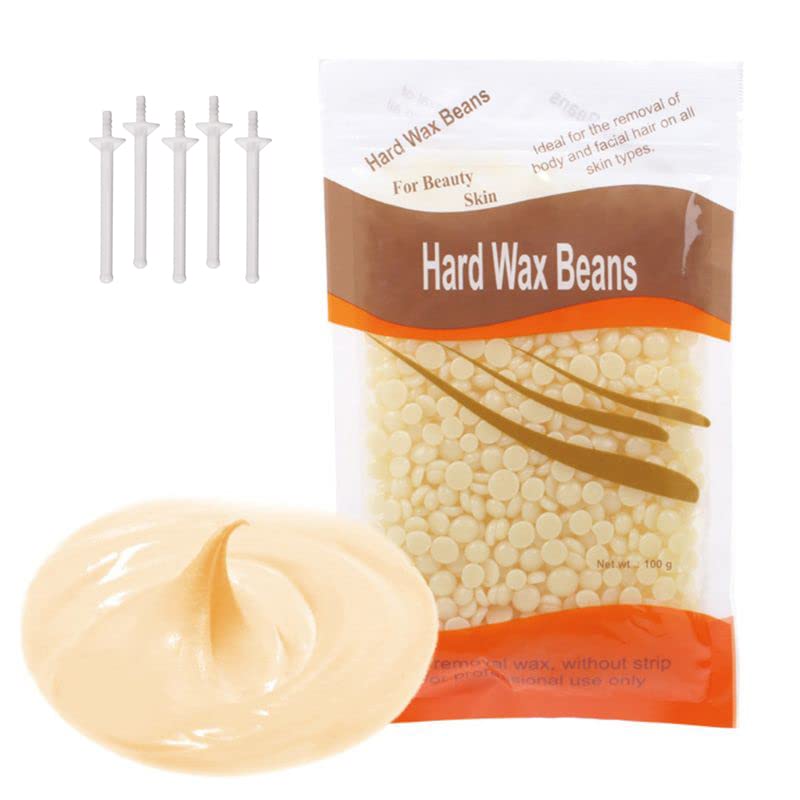 Kit de depilación de nariz, 100 g, cera depilatoria para hombres y mujeres con 5 aplicadores de cera seguros para adultos, fosas nasales, cara, oreja, nariz, cejas, cabello, seguro, fácil, rápido e