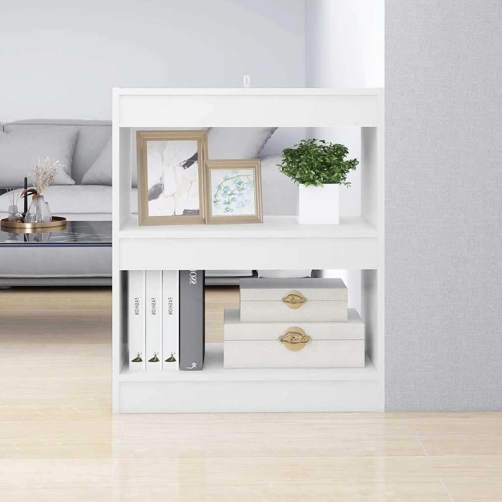Libreria bianca, 60 x 30 x 72 cm, in legno con spazio portaoggetti, divisorio e sistema di scaffali per soggiorno, ufficio, studio, cameretta dei bambini, ripiano salvaspazio