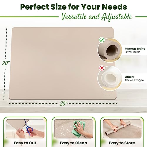 Image of Large Silicone Mat 28 inch x 20 inch Multipurpose Mat Thick Heat Resistant, Kitchen Counter Mat Waterproof - Coffee Machine, Glass Top Stove Cover Countertop Protector for Air Fryer, Baking mat (Beige)
