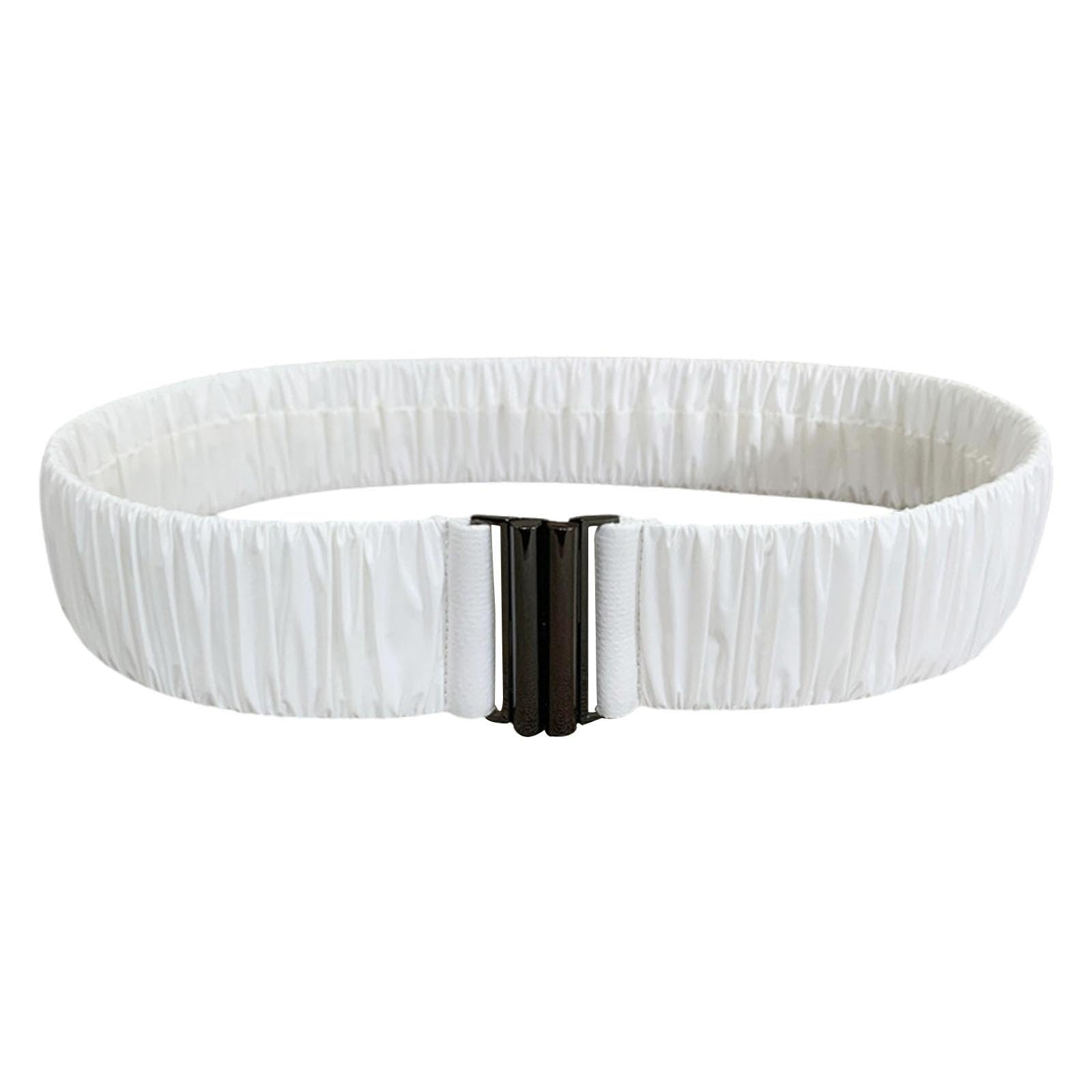 Women Stretch Waist Cinch Belt Decorative Casual Chunky Waistband for Jacket white 80cm-image-41