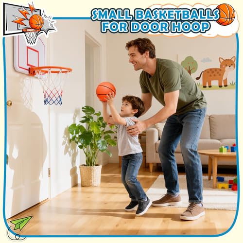 Image of Iyoyo Mini Basketball Set - 5 Pack 6 inch Small Balls with Pump, Over The Door Mini Hoop Replacements, Toy for Toddlers, Kids, Teenagers, Pool, Indoors, Outdoors