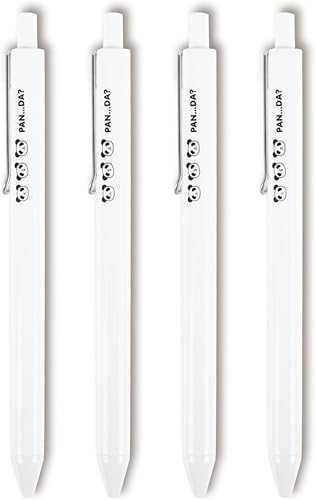 4 bolígrafos panda blanco, bolígrafos kawaii retráctiles, regalos de panda para estudiantes, suministros escolares para cumpleaños, días escolares,