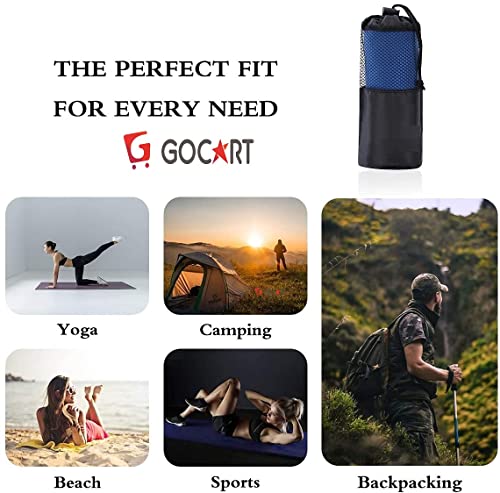 Image of GOCART WITH G LOGO Microfiber Quick Dry Towel for Home Gym Exercise and Outdoor Use (80 X 40 CM) (Blue&Neavy Blue, 2)
