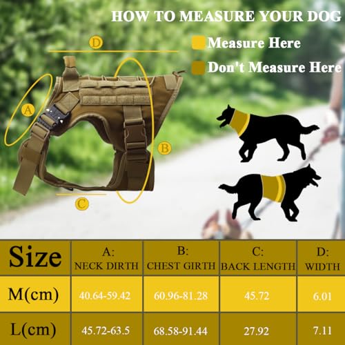 Janety Taktisches Hundegeschirr für große und mittlere Hunde, Anti Zug Hundeweste mit verstellbaren Trägern Metallschnallen, robust und atmungsaktiv, für Training und Outdoor Aktivitäten, Khaki M