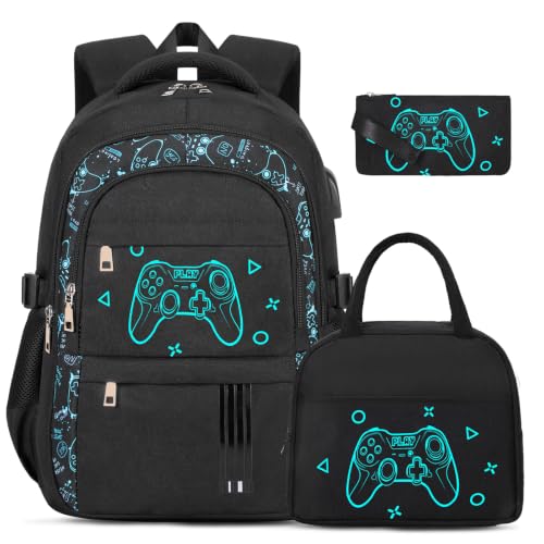 Image of ACESAK Gmaer Backpack for Boys - Boy Backpack Schoolbag with Lunch Bag Set