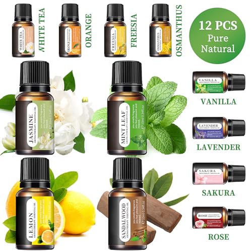 Essential Oils Set 12 Scents 10 ML Bottles Lavender Lemon Rose Jasmine Vanilla Sandalwood - image 4