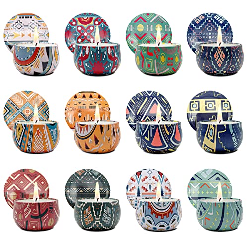 Myido 12 Can Natural Soy Wax, Scented Candle In Portable Travel Jar, 2.5 Oz. For Home Decor, Yoga, Meditation, Relaxation, Stress Reduction, Valentine's Day Gifts, Women's Gifts #TOP22