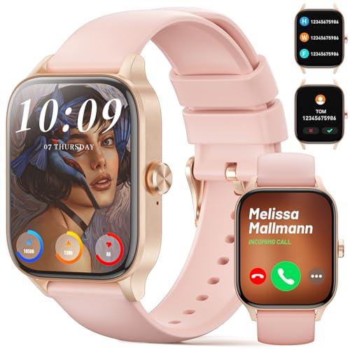 Smartwatch 2024 Chiamata e Risposta Vivavoce1.85 HD Orologio Smart Watch Fitness Tracker con Cardiofrequenzimetro Monitor del Sonno SpO2Notifiche Messaggi Whatsapp donna bluetooth rosa