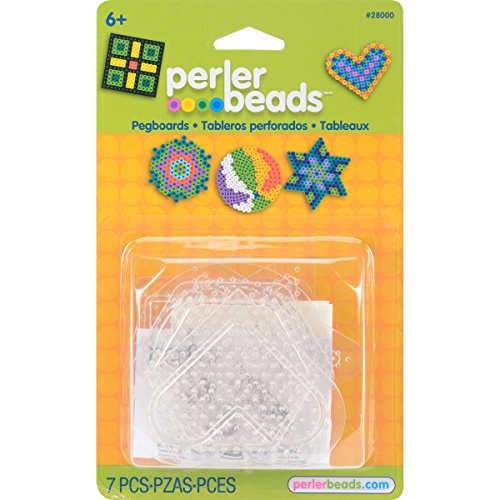 Perler Beads Basic Shapes Clear Pegboard Set, 7 pcs
