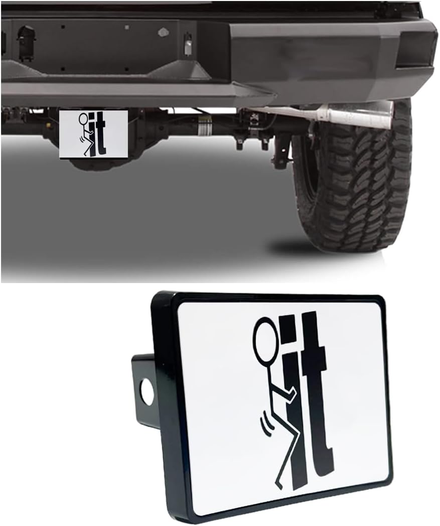 BESULEN 2 Inch FK IT Trailer Hitch Cover, Towing Hitch Plug Cap Fits 2" Receivers, Square Mouth Tube Dust-Proof Insert Cover, Vehicle Accessories with 5/8 Inch Pin Diameter Trailer Hitch Lock (Black)