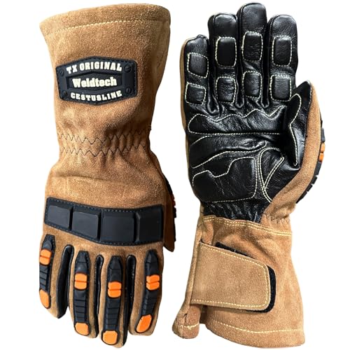 Cestus Weldtech TX, Impact Welding Gloves, Gel Padded Palm for Power Tool Handling (Small)