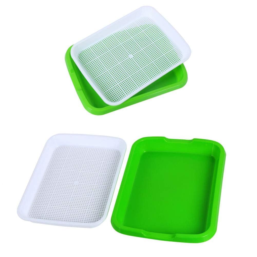 6 Plateaux de Germination 34×25 cm, Germoir pour graines à germer, 24 Feuilles incluses, Micro pousses avec Drainage Fin Anti-moisissure, pour Luzerne blé Radis et Haricots Mungo