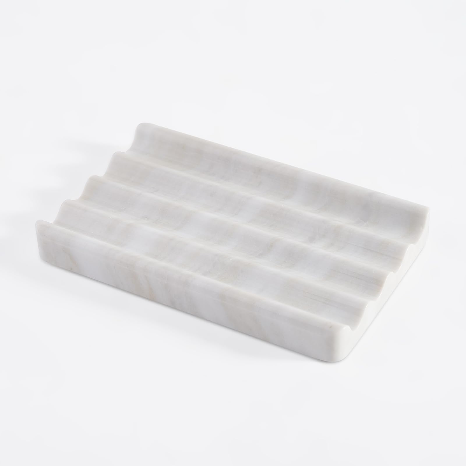 Soap Holder, Marble Soap Dish for Shower, Bar Soap Holder with Water Ripple Design, Easy Cleaning Soap Saver for Kitchen Sink，Bathroom, Executive Greek Natural Stone Soap Tray(Agiax)