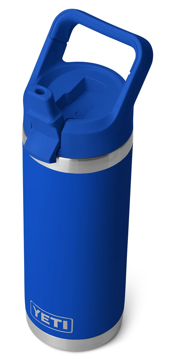 YETI Rambler C - Botella de acero inoxidable aislada al vacío con tapa de popote a prueba de fugas, color azul rey, 18 onzas líquidas