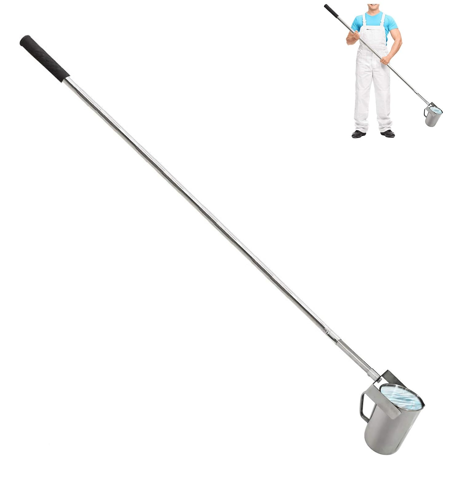 Muestreador de Agua telescópico, recogedor de Hojas de Alta Resistencia para Piscinas, Herramienta de Limpieza, cucharón de Acero Inoxidable con Forma de péndulo, Poste de muestreo de Agua