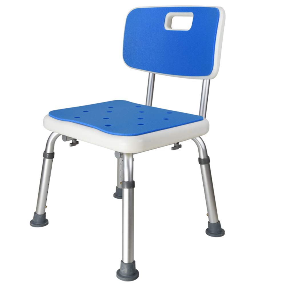 Taburete de Ducha Blanco Regulable en Altura con Respaldo,Silla de Ducha Antideslizante Fabricada en Aluminio y Plástico,para Ancianos y Discapacitados