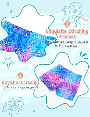 Image of TENVDA Girls Rash Guard Swimsuit Long Sleeve Bathing Suits with Shorts for 3-12 Years Old Kids