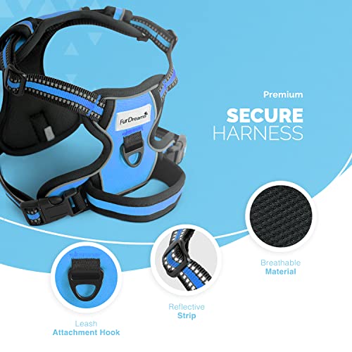FurDreams Dog Harness, Secure Padded Vest Harness, Comfortable Material with Reflective Strips, Non-Restrictive - Image 3