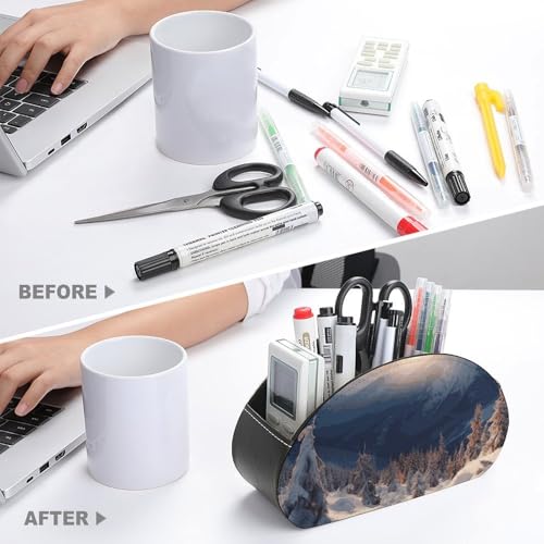 Support de télécommande 5 compartiments en cuir PU avec motif de montagnes pour lecteur multimédia - 4