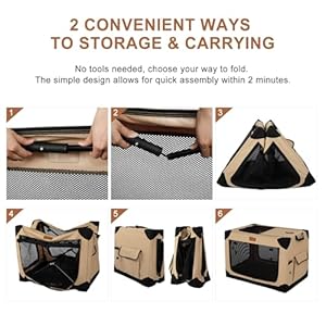 36 Inch Collapsible Soft Dog Crate for Large Dogs, 4-Door Foldable Travel Dog Kennel with Durable Mesh Windows for Indoor & Outdoor Portable Pet Crate, Soft Side Dog Crate, Beige 36 Inch Collapsible Soft Dog Crate for Large Dogs 4 Door Foldable Travel Dog Kennel with Durable Mesh Windows for Indoor Outdoor Portable Pet Crate Soft Side Dog Crate Beige